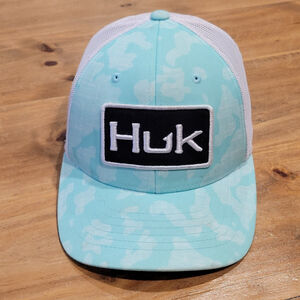 Huk Fishing Hat Cap Snapback Youth Kids Boys Girls Blue Patch Fish Outdoor